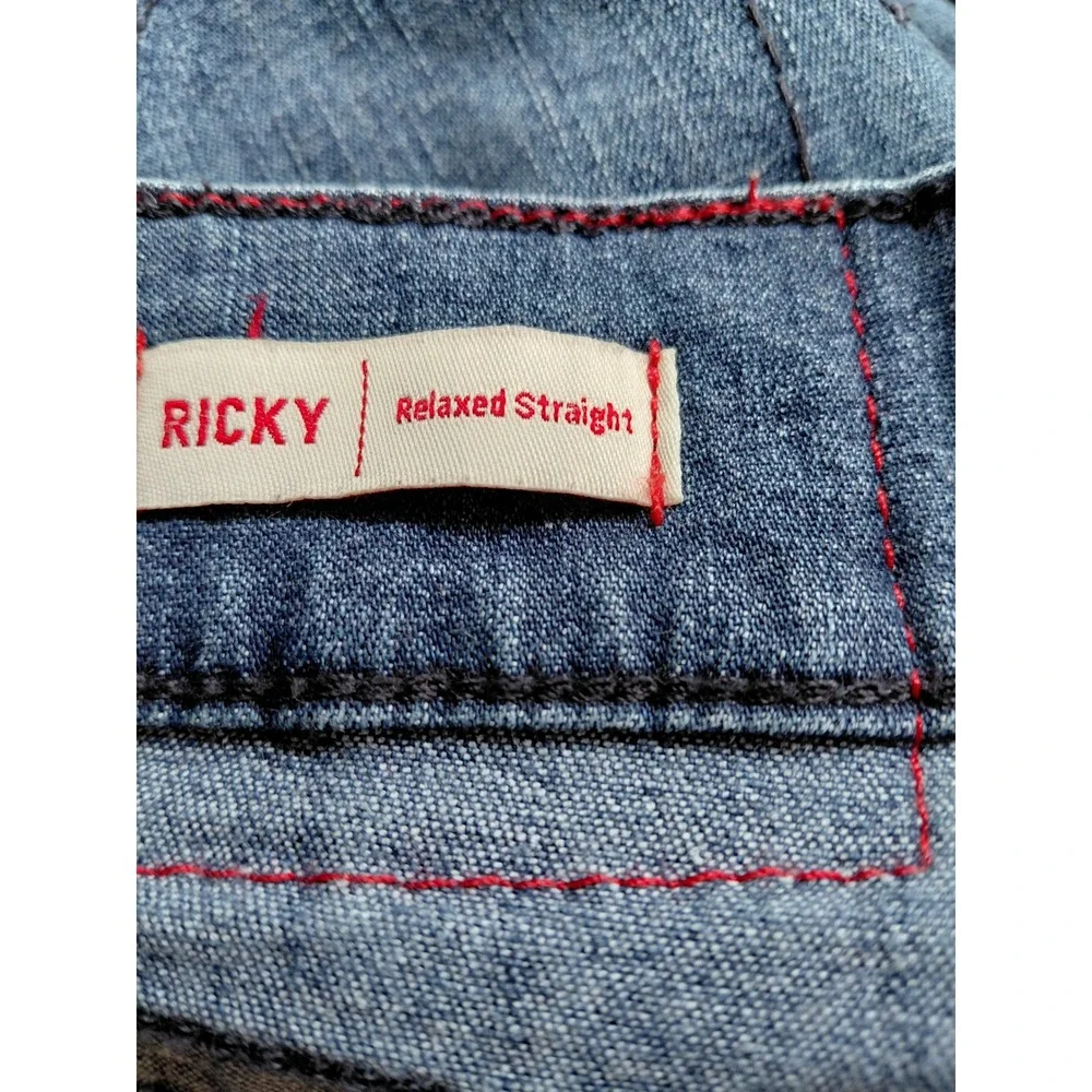 True Religion Ricky Relaxed Straight Leg Jeans Mens 36 Medium Wash Blue